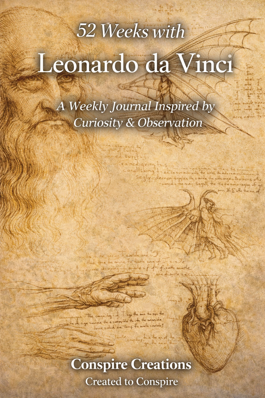52 Weeks with Leonardo da Vinci Guided Journal — Premium 52-week guided digital PDF journal by Conspire Creations®