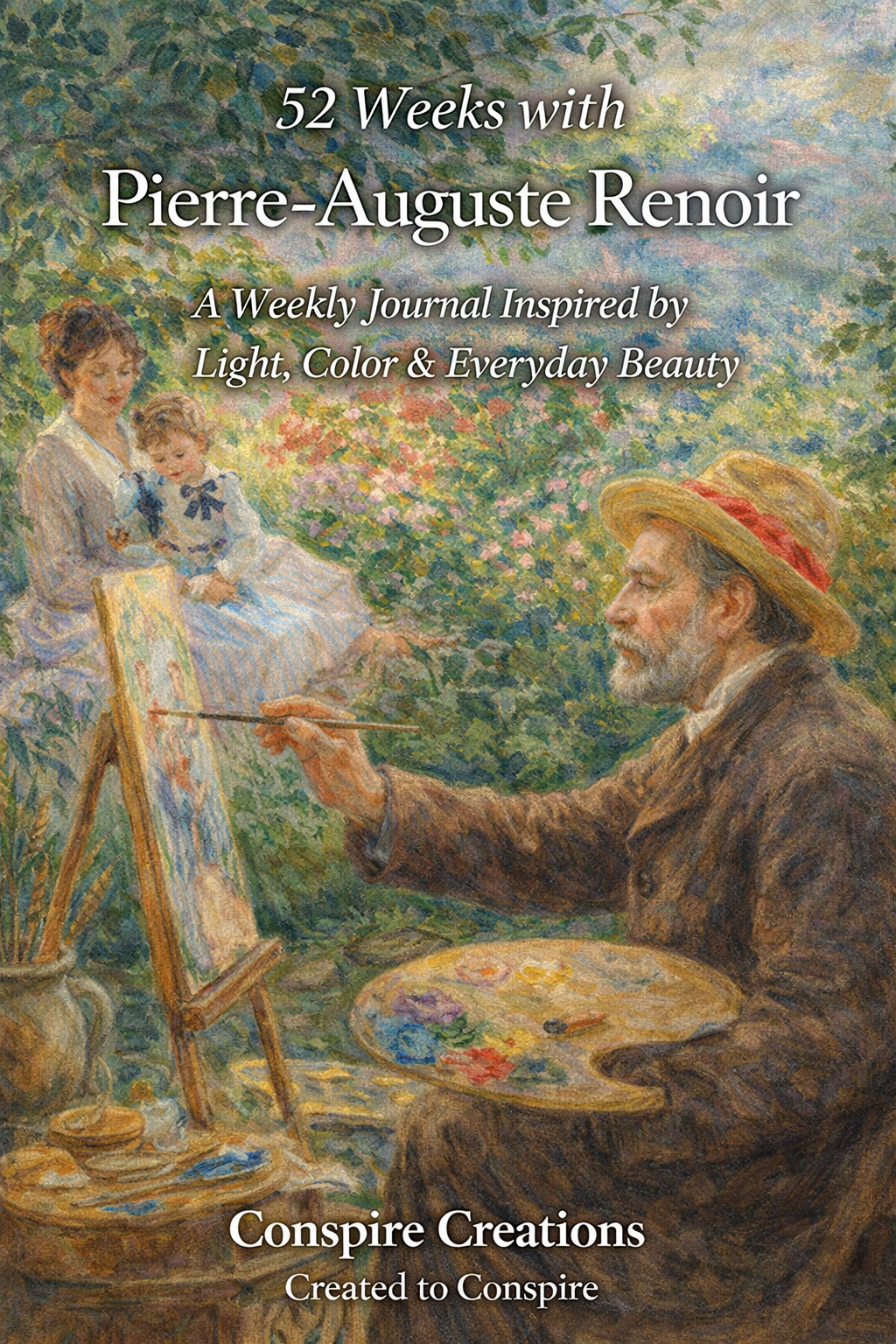 52 Weeks with Pierre-Auguste Renoir Guided Journal — Premium 52-week guided digital PDF journal by Conspire Creations®
