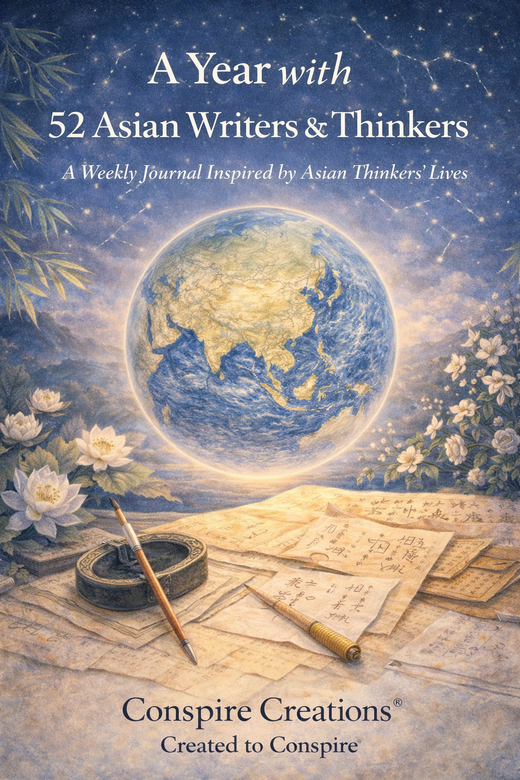 A Year with 52 Asian Writers & Thinkers Guided Journal — Premium 52-week guided digital PDF journal by Conspire Creations®