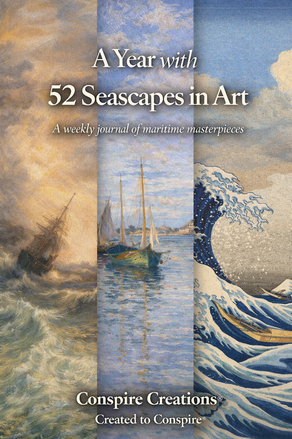 A Year with 52 Seascapes in Art Guided Journal — Premium 52-week guided digital PDF journal by Conspire Creations®