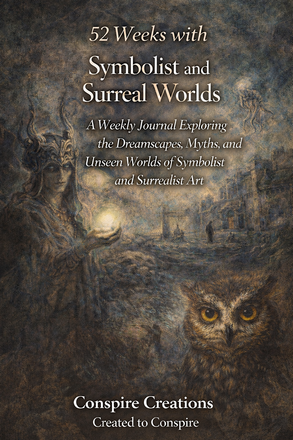 A Year with 52 Symbolist & Surreal Worlds Guided Journal — Premium 52-week guided digital PDF journal by Conspire Creations®