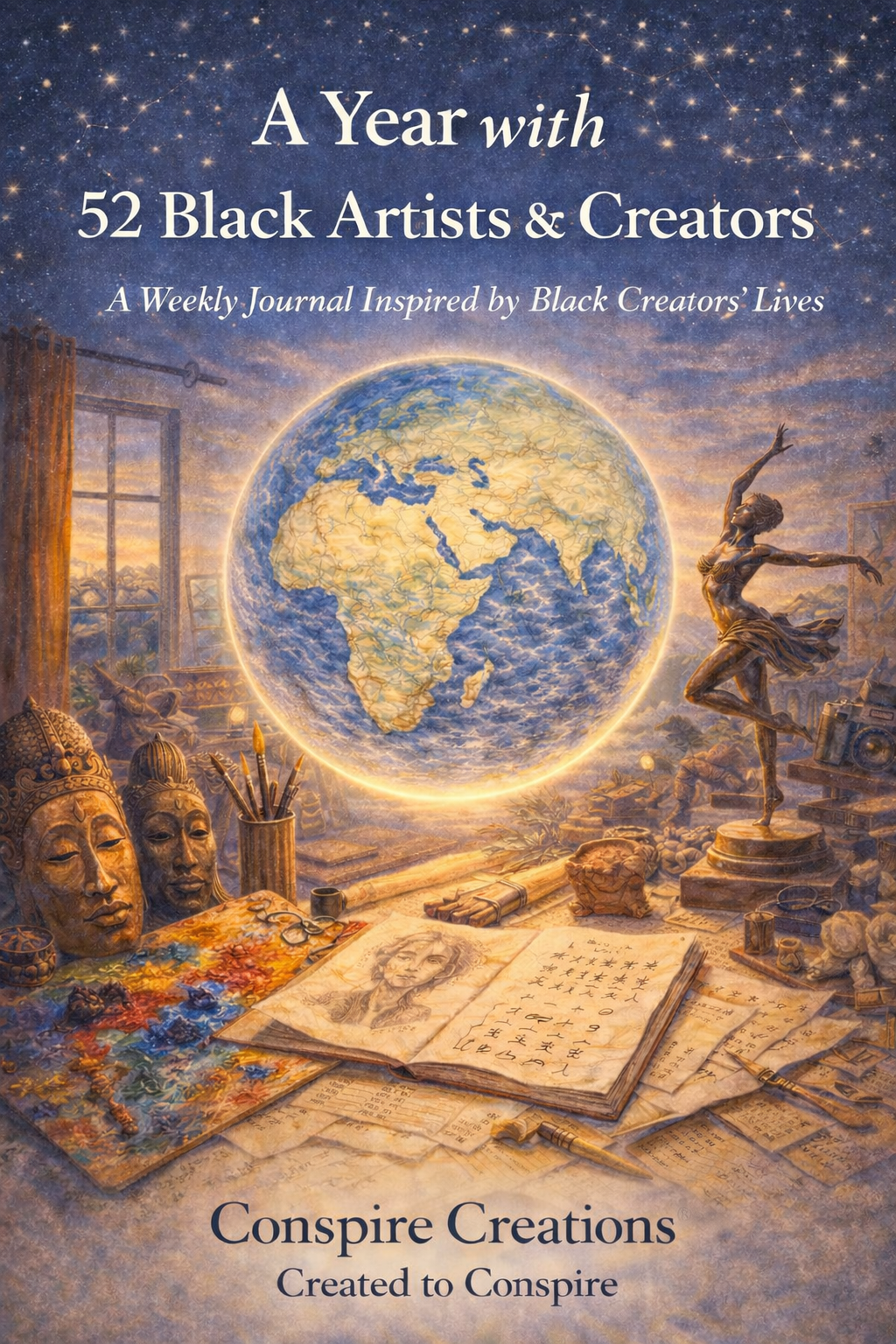 A Year with 52 Black Artists & Creators Guided Journal — Premium 52-week guided digital PDF journal by Conspire Creations®