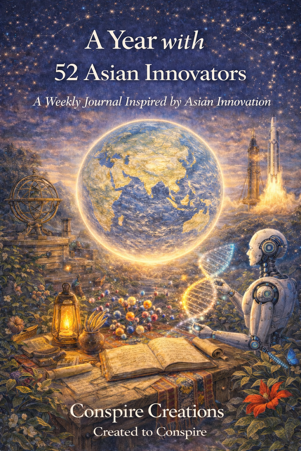 A Year with 52 Asian Innovators Guided Journal — Premium 52-week guided digital PDF journal by Conspire Creations®