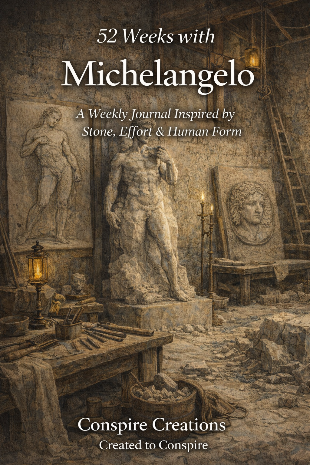 52 Weeks with Michelangelo Guided Journal — Premium 52-week guided digital PDF journal by Conspire Creations®