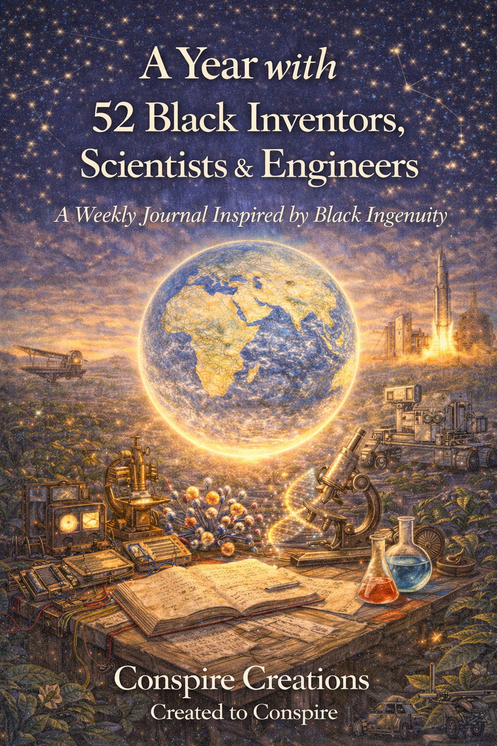 A Year with 52 Black Inventors, Scientists & Engineers Guided Journal — Premium 52-week guided digital PDF journal by Conspire Creations®